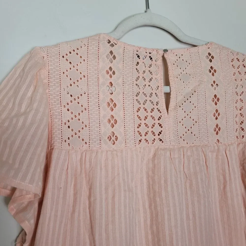 Ella Moss Pink Blouse Top Plus Size XXL Lace Cottagecore Flounce Romantic Girly - Picture 10 of 12